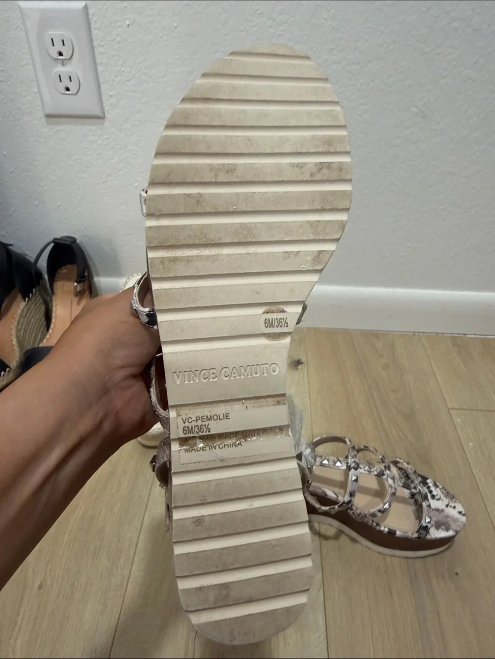 Vince Camuto Studded Snake-Print Platform Sandals - Neutral Tones